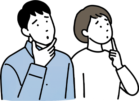 困った様子の若夫婦のイラスト